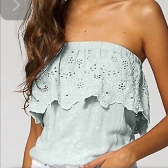 Young Fabulous & Broke Caicos Strapless Top Eyelet White Size XS - Picture 3 of 8